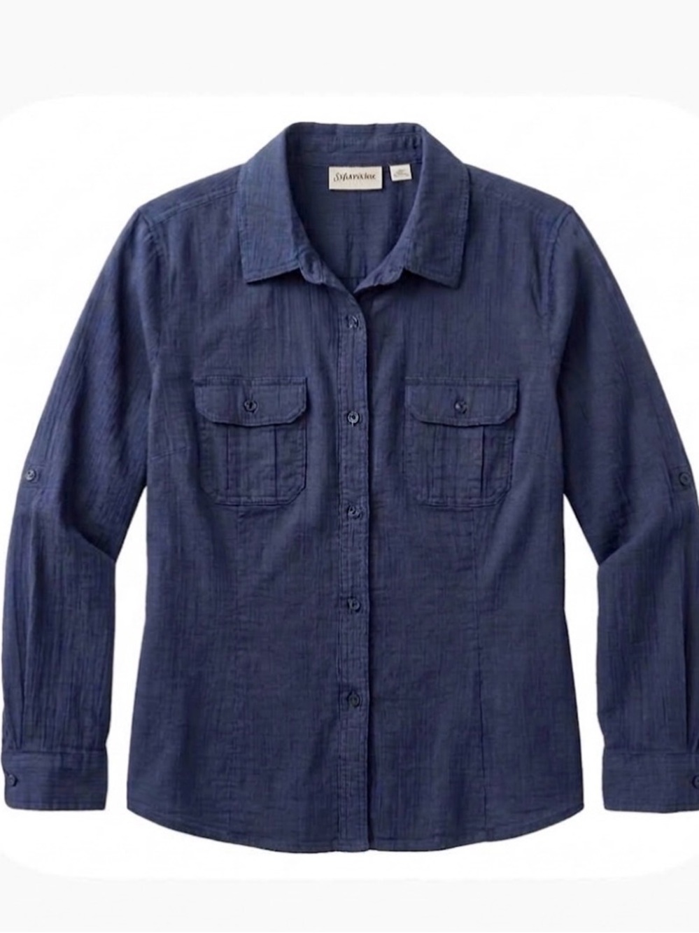 ST. JOHN’S BAY Long Sleeve Blouse, Women’s M, Navy Blue